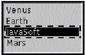顯示一個套件含這些項的列表：Venus、Earth、JavaSoft 和 Mars。Javasoft 為選中狀態。